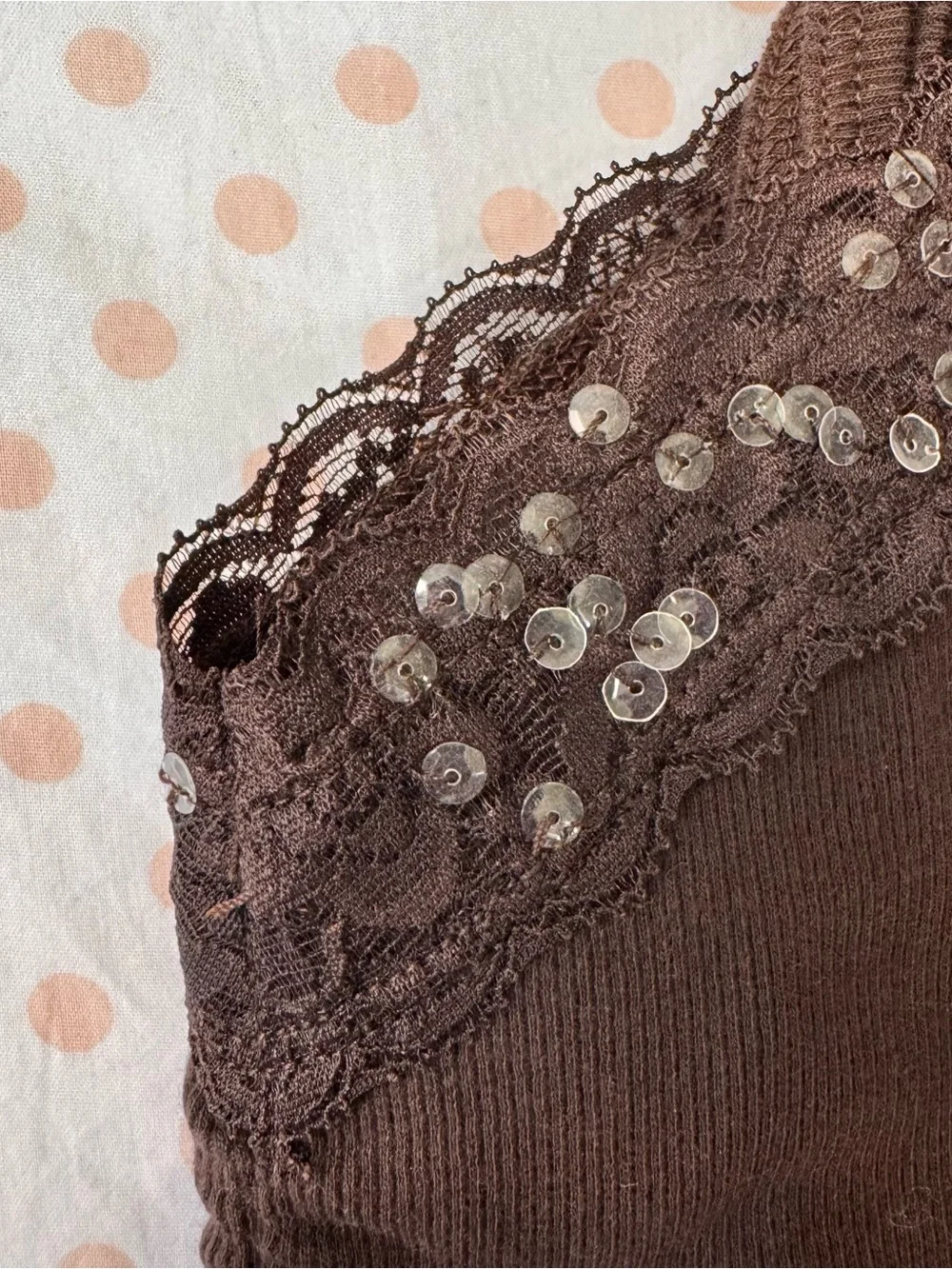 NWT Hollister 25 Years Limited Edition Brown Sequin Lace Cami Tank Top - Picture 4 of 6
